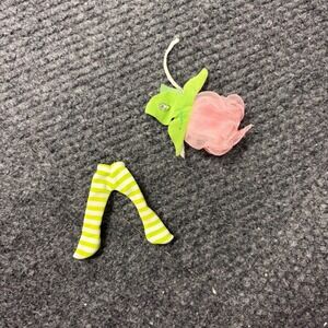 Strawberry Shortcake Vintage Striped Green Leggings Pink Mesh Rose Flower Hat